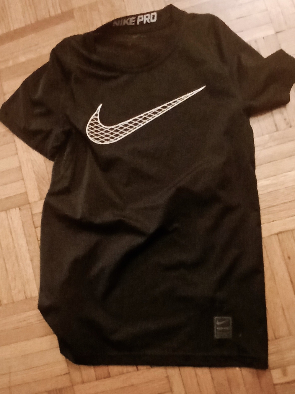 Nike Black Tee with White Mesh Swoosh